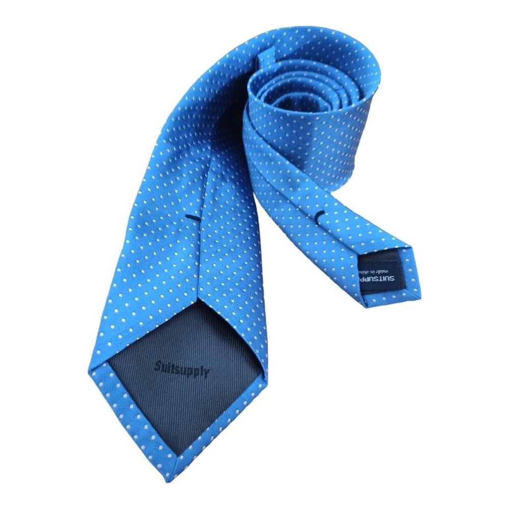 SUITSUPPLY Current Blue Geometric Silk Tie 60"/ 3.2" EC - Picture 5 of 10